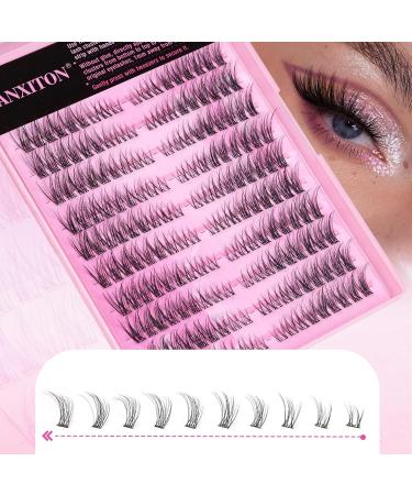 FANXITON Self Adhesive Lash Clusters | Natural Waterproof Wispy & Cat Eye Lashes - 180 pcs C Curl No Glue - Buy Online on GoSupps.com