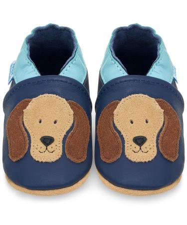 Baby Shoes with Soft Sole - Baby Girl Shoes - Baby Boy Shoes - Leather Toddler Shoes - Baby Walking Shoes 0-6 Months Blue Rufus Dog