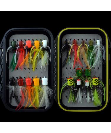 YAZHIDA Fly Fishing Flies Kit /Trout/Salmon/ bass Flies Streamers . Dry/Wet Flies.Nymphs, ,Fly Poppers (with Waterproof Fly Box) pop21
