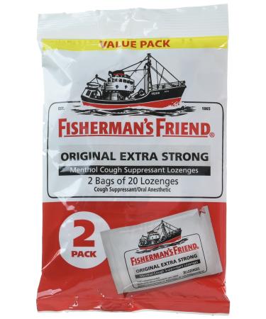 Fisherman's Friend Original Extra Strong Cough Suppressant Lozenges 20 Count (Pack of 2)