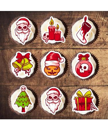 PRECUT Spooky Christmas Cupcake Toppers Edible Spooky Christmas Cake Decorations Spooky Christmas Decorations Spooky Christmas Cake Topper (12) - Buy Online on GoSupps.com
