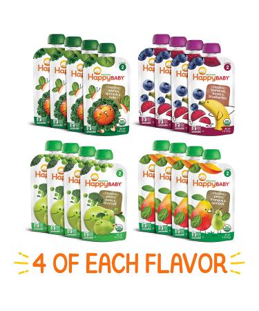 Happy Baby Organics Stage 2 Combo Baby Food Variety Pack - 16 x 4oz - Organic & Nutritious - Buy Online on GoSupps.com