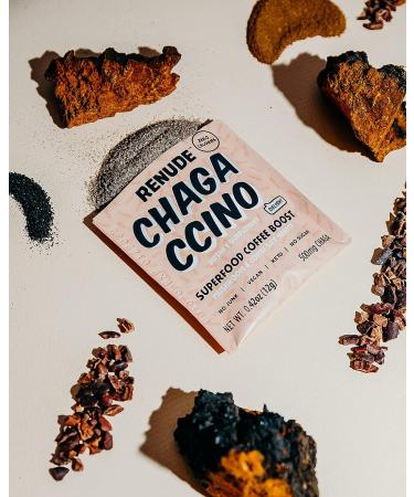 Renude Chagaccino Mushroom & Adaptogen Coffee Boost Powder - Immune Support, Beauty & Brains, Vegan & Keto | 0 Calories - 10 Servings - Buy Online on GoSupps.com