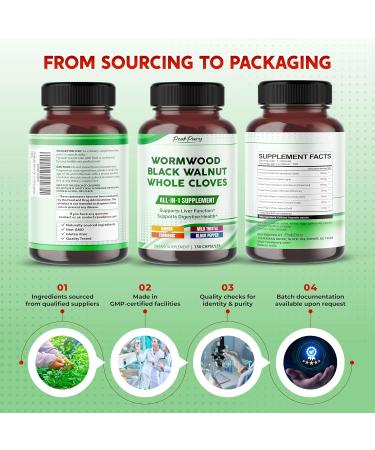 All-in-1 Wormwood Black Walnut Whole Cloves Ginger - Supports Liver Health & Aids Digestion -150 Capsules 150 count (pack of 1) - Buy Online on GoSupps.com