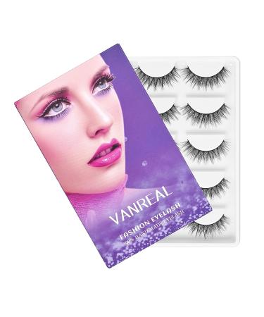 VANREAL Fake Eyelashes Natural Look Cat Eye - 13mm D Cur Wispy Faux Mink Lashes, 5 Pairs - Buy Online on GoSupps.com