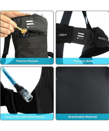 FITLY Hydro Running Pack | Running Backpack Phone Holder  Storage  Thoracic Belt | Unisex Hydration Pack | Carry Personal Items While Running | Lightweight Hydration Backpack (SUB90 Black  M-L-XL) M-L-XL SUB90 Edgy Black - Buy Online on GoSupps.com