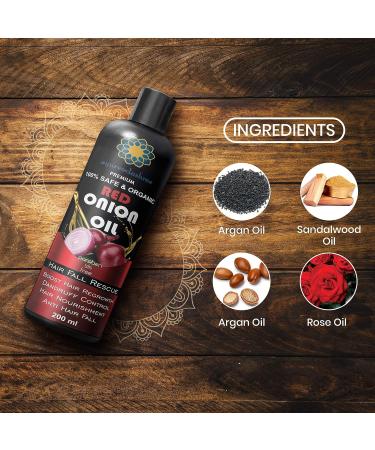 AYURVEDASHREE Red Onion Hair Oil with Black Seed, Argan, Sandalwood, and Rose Oils - 200ml - Buy Online on GoSupps.com