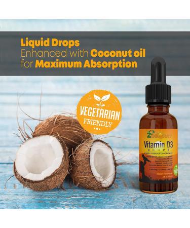 Zoomavit Baby Vitamin D Drops 1000 IU - Organic Liquid D3 for Infants, Toddlers, Kids & Adults - 2Fl Oz - Buy Online on GoSupps.com