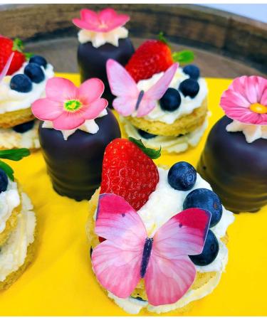 PreCut Gorgeous Pink Flowers Edible Wafer Paper Cupcake Cake Dessert Toppers Birthday Party Wedding Decorations (Flowers) - Buy Online on GoSupps.com