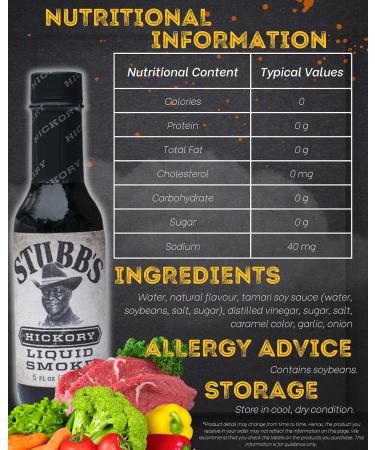 Stubbs Hickory Liquid Smoke for Cooking (148ml x 2) - Vegan Seasoning with Recipe Leaflet | Gluten-Free Liquid Smoke for Flavoring | Perfect for Vegetarians - Buy Online on GoSupps.com