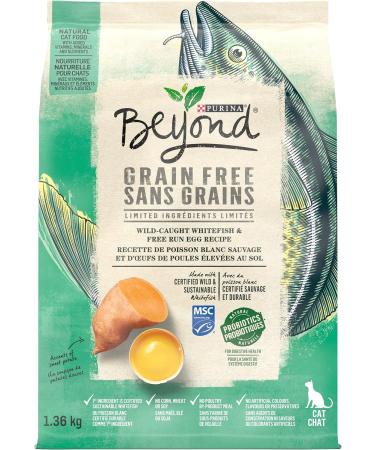 Beyond Simply Natural Dry Cat Food Farm-Raised Chicken & Whole Oat Meal - 5.89 kg Bag & Grain Free Natural Dry Cat Food Wild-Caught Whitefish & Free Run Egg - 1.36 kg Bag - Buy Online on GoSupps.com