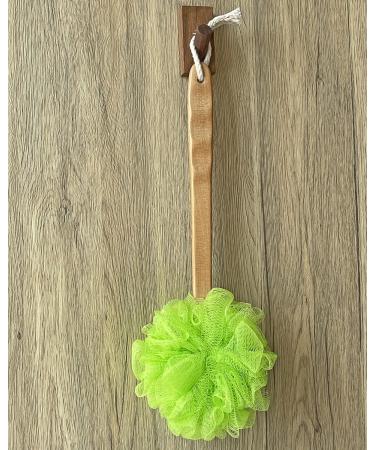 Exfoliating Shower Loofah & Back Scrubber with Long Wooden Handle - Perfect for Men & Women - Easy Reach Bath Brush (Green - Buy Online on GoSupps.com