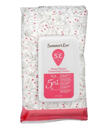 Summer's Eve Sheer Floral Cleansing Cloths - 32 Count, Pack of 4 | pH-Balanced, Dermatologist & Gynecologist Tested - Buy Online on GoSupps.com