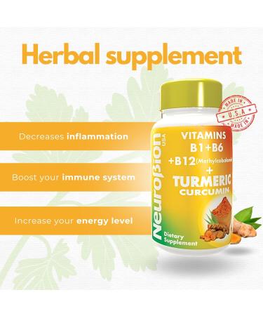 Neurobion Turmeric Curcumin 650 mg Herbal Supplement for Antioxidant Support High Absorption Ultra Potent Turmeric Supplement Multivitamins Complex with B12 40 Capsules - Buy Online on GoSupps.com