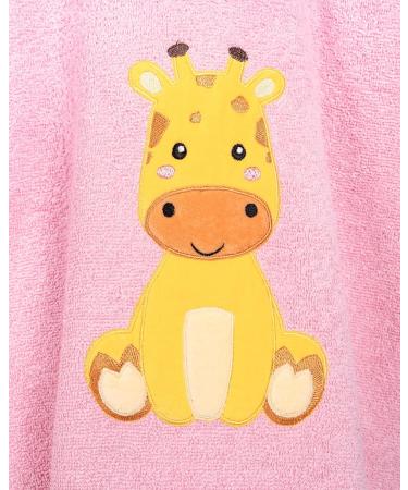 Laynenburg Premium Bathing Poncho for Kids - 100% Cotton Hooded Towel - Oeko Tex Certified Pink Giraffe Design for Ages 3-5 - Buy Online on GoSupps.com