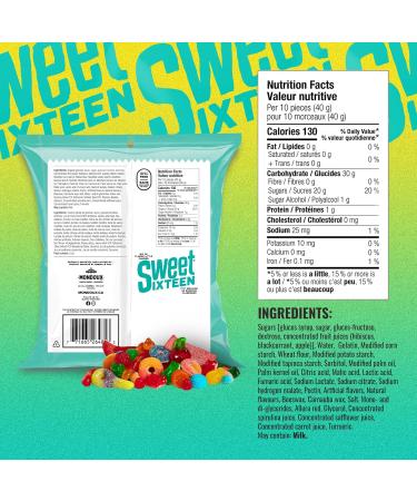 Sweet Sixteen Original Candy Classic Mix of Sweet and Sour-Coated Gummies 10 packs x 185g Peanut & Nut-Free Candies Soft Chewy and Always Fresh 185 g (Pack of 10) - Buy Online on GoSupps.com