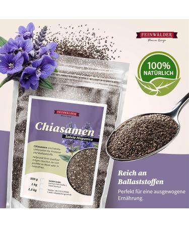  Feinw lder Feinw lder Chia Seeds 1 kg of gluten-free and vegan chia seeds 100% natural chia seeds for cereals smoothies and baking Chia seeds - Buy Online on GoSupps.com