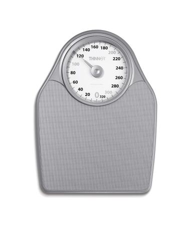 Thinner Extra-Large Dial Analog Precision Bathroom Scale, Analog Bath Scale, Measures Weight Up to 330 Lbs. All Silver
