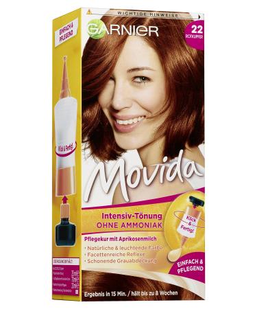 Garnier T nung Movida care cream intensive tint hair color 22 red copper (for bright colors also for gray hair without ammonia) 3 pack hair coloring set