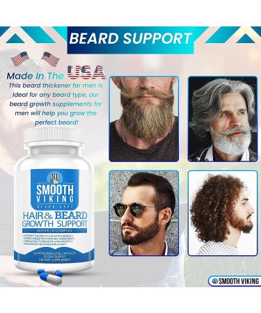 Beard Growth Supplement - Men's Hair Growth Vitamins (60 Capsules) with 5000 MCG Biotin & DHT Blocker - Beard Pills for Thicker & Stronger Hair - Buy Online on GoSupps.com