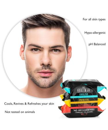 Men's Assorted Cleansing Wipes 3 Pack (90ct) - Cooling, Charcoal, Refreshing - Buy Online on GoSupps.com