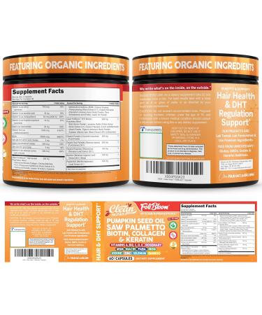 Clean Nutra Pumpkin Seed Oil Capsules + Saw Palmetto Biotin Collagen Keratin MSM Folate Hyaluronic Acid Supplements B12 Zinc Hair Supplement for Women Men Iodine 5-MTHF B-12 Vitamin B9-60 Pills - Buy Online on GoSupps.com