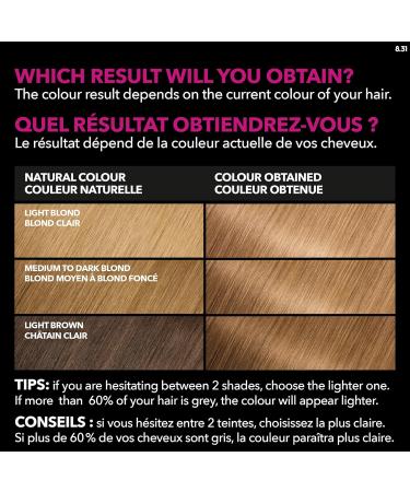 Garnier Olia Permanent Hair Dye Ammonia-Free Hair Color 8.31 Golden Ashy Blonde 100% Grey Coverage Long-Lasting Hair Shine With 60% Oils 1 Application LIGHT / BLONDE SHADES 8.31 Golden Ashy Blond - Buy Online on GoSupps.com