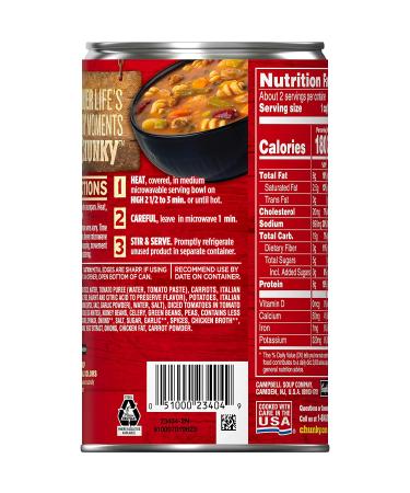 Campbell's Chunky Minestrone with Italian Sausage Soup - 18.8 oz Can - Buy Online on GoSupps.com
