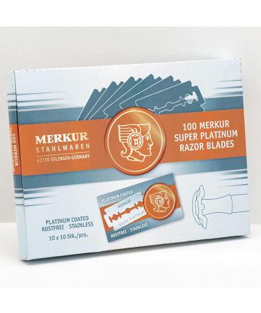Merkur Stainless Steel Super Platinum Razor Blades (100 Pack) - Double-Sided Rustproof Ideal for Wet Shaving - Made in Germany - Buy Online on GoSupps.com