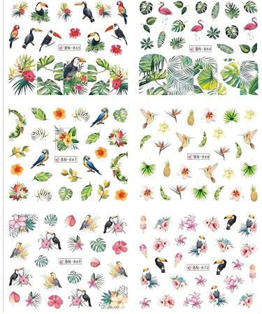 12 Sheets Nail Stickers for Flowers Leaves Plants Birds Nail Stickers Self-Adhesive Colorful Flower Nail Stickers Nails Supplies Decorations for Women Girls - Buy Online on GoSupps.com