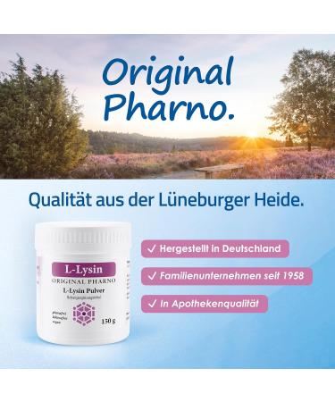  Original Pharno L-Lysine Powder 150g - 100% Pure Lysine Essential Amino Acid Highly Dosed Vegan Good Solubility & Tasteless - For Drinks & Smoothies Without Additives - Original Pharno - Buy Online on GoSupps.com
