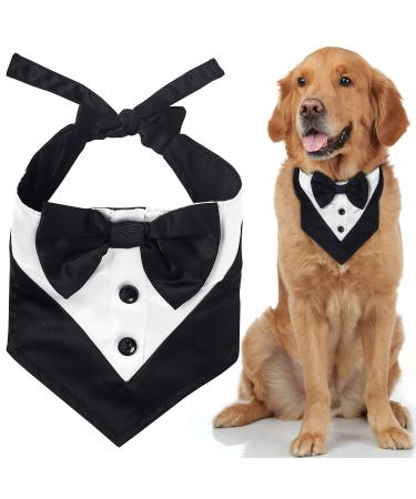 Odi Style Dog Tuxedo for Large Dogs - Cool Engagement Gift, Dog Wedding Attire Suit with Bow Tie, Dog Tux Wedding Dress Costume Bandana, Wedding Gifts Signs, Bridal Shower Photography Props
