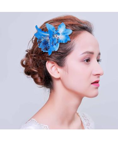 Multicolor Hawaiian Flower Hair Clips - 10 Pcs Dendrobium Orchid for Brides & Girls - Perfect for Weddings & Beach Parties - Buy Online on GoSupps.com
