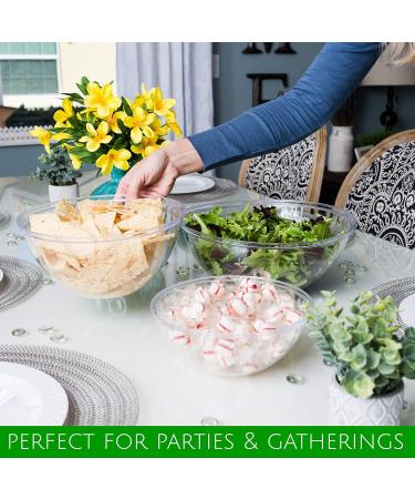 PLASTICPRO Disposable 150 Ounce Round Crystal Clear Plastic Serving Bowls - Pack of 2 | Party Salad & Chip Bowls - Snack & Candy Dish Container - Buy Online on GoSupps.com