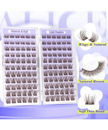 ALICE Brown Lash Clusters | Natural Wispy Dark Brown Eyelashes | 8-16mm C Curl Handmade Faux Mink 132 Pcs - Buy Online on GoSupps.com