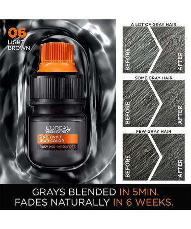 L'Oreal Paris Men Expert One Twist Mess Free Permanent Hair Color - Light Brown 06, Ammonia Free, 1 Application Kit - 1.70 Fl Oz - Buy Online on GoSupps.com