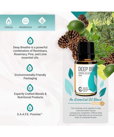 Rocky Mountain Oils Deep Breathe Essential Oil Blend - 15ml Aromatherapy for Diffusers & Topical Use | Relaxing Essential Oils for Stress Relief - Buy Online on GoSupps.com