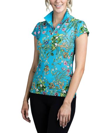 Kastel Denmark Women's Cap Sleeve Sun Shirt | UPF 30+ | Floral Turquoise | XX-Large - Buy Online on GoSupps.com