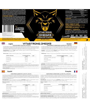 Omega 3 Fish Oil 2000mg - 700mg EPA and 500mg DHA Omega 3 per serving - Vitastrong Omega 3 with Vitamin E - Fish Oil Omega 3 High in Fatty Acids - Softgel No Return of Taste - Buy Online on GoSupps.com