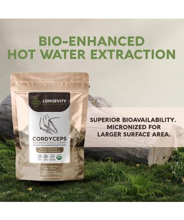 Longevity Botanicals Organic Cordyceps Mushroom Powder - 3.5 oz - Promotes Energy, Endurance, and Stamina - 100% Fruiting Body Extract - Buy Online on GoSupps.com