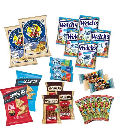 Healthy Snack Box Variety Pack (50 Count) - Gift Basket for College Students - Nutritious Bars, Chips, Candies - Birthday Treats for Adults, Kids, Teens - Perfect Care Package - Buy Online on GoSupps.com
