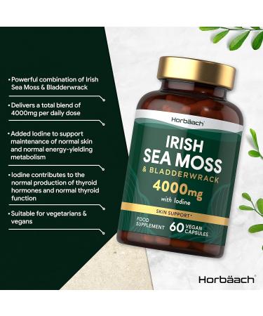 Irish Sea Moss and Bladderwrack Capsules 4000mg | 60 Capsules | Iodine Complex by Horbaach - Buy Online on GoSupps.com