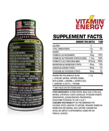 Keto-Friendly Pre Workout Energy Shots - Natural Clean Green Tea Caffeine with Endurance Blend - Sour Apple Flavor - 1.93 Fl Oz (Pack Of 48) - Buy Online on GoSupps.com