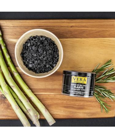 Gourmet Blend of Sea Salt Flakes & Vegetable Carbon 70g Suitable to be Used for Meat Poultry Seafood Pasta and Veggies. Use as a Premium Finishing Salt (Black) - Buy Online on GoSupps.com