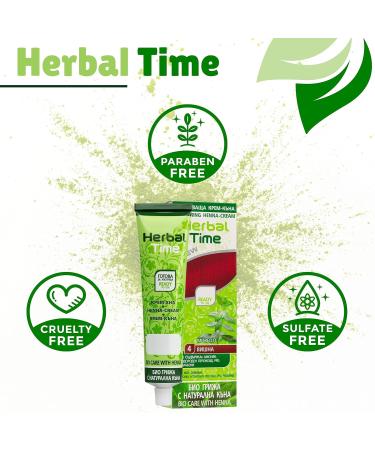 Herbal Time Henna Morello N 4 Cream: Gray Hair Cover & Temporary Dye with Nettle Extract | Ammonia, Sulfates & Parabens Free | 75 ml - Buy Online on GoSupps.com