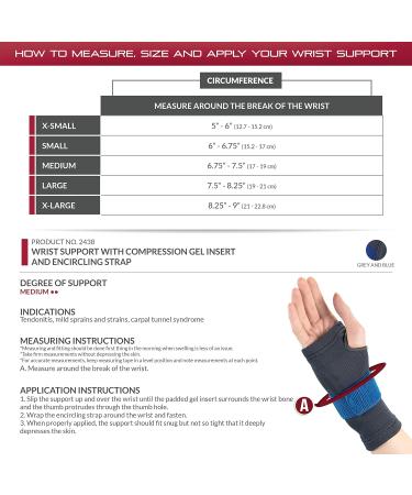 OTC Left Hand Wrist Brace - Compression Recovery with Gel Insert & Encircling Strap - Large Gray - Buy Online on GoSupps.com