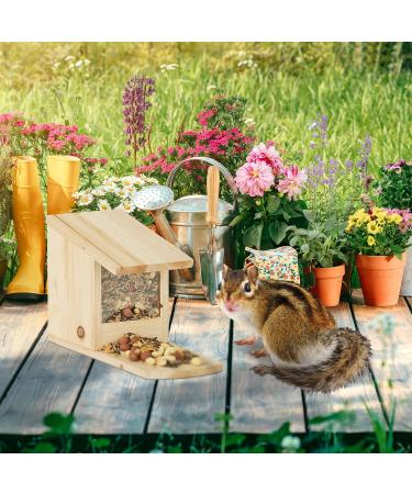 Relaxdays Squirrel Feeder House Feeding Station Box Standing Wooden HWD: 17.5 x 12 x 25 cm Flamed - Buy Online on GoSupps.com