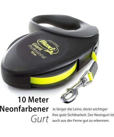 Buy Flexi Giant Professional L Dog Leash 10m - For Dogs Up to 50kg | Black/Neon Yellow - International Shipping Available - Buy Online on GoSupps.com