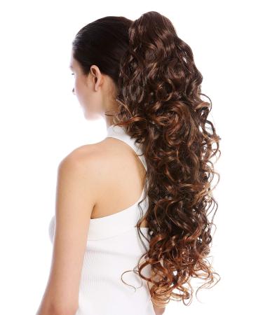 WIG ME UP - N1095-V-2T30 hairpiece braid ponytail extremely long and voluminous curled curly chestnut brown streaked 65 cm