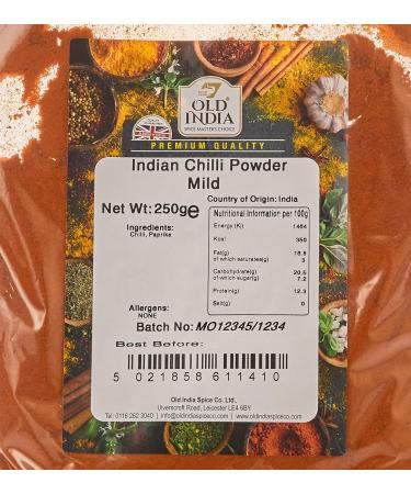 Old India Mild Indian Chilli Powder 250g - Authentic Spice Blend for Flavorful Dishes - Buy Online on GoSupps.com